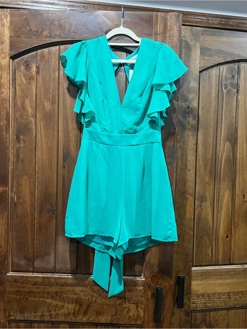 Impressions Kelly Green Flutter Sleeve Romper
